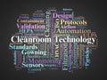 Cleanroom Technology Word Cloud. Core Concepts for Contamination Control Systems Royalty Free Stock Photo