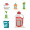 Cleanser bottle chemical housework product care wash equipment cleaning liquid flat vector illustration.