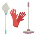 Cleanser brush chemical housework product care wash equipment cleaning liquid flat vector illustration.