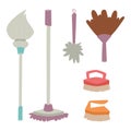 Cleanser brush chemical housework product care wash equipment cleaning liquid flat vector illustration.