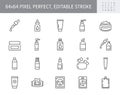 Cleanser cosmetic line icons. Vector illustration include icon - cream, collagen, mask, makeup lotion, serum, sunscreen