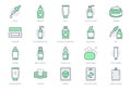 Cleanser cosmetic line icons. Vector illustration include icon - cream, collagen, mask, makeup lotion, serum, sunscreen