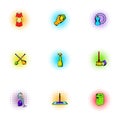 Cleansing icons set, pop-art style