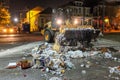 Cleanup after Mardi Gras Parade on St. Charles Avenue in New Orleans, LA