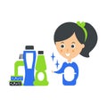 Cleanup Service Maid And Set Of Household Chemistry Products, Cleaning Company Infographic Illustration