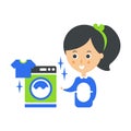 Cleanup Service Maid And Washing Machine Laundry, Cleaning Company Infographic Illustration