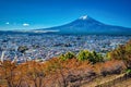 Fujiyoshida City lies beneath Mount Fuji. Yamanashi prefecture, Japan Royalty Free Stock Photo