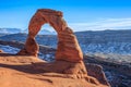 Clear Beautiful Day on Delicate Arch, Arches National Park, Utah Royalty Free Stock Photo