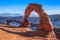 Clear Beautiful Day on Delicate Arch, Arches National Park, Utah Royalty Free Stock Photo