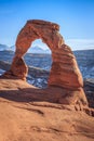 Clear Beautiful Day on Delicate Arch, Arches National Park, Utah Royalty Free Stock Photo