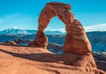 Clear Beautiful Day on Delicate Arch, Arches National Park, Utah Royalty Free Stock Photo