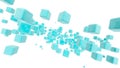 Clear Blue Cubes in Sapce Royalty Free Stock Photo