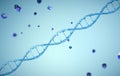 Clear blue Dna structure soft focus background, 3D rendering Royalty Free Stock Photo