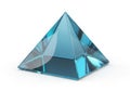 Clear blue glass pyramid on white background Royalty Free Stock Photo