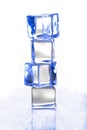 Clear blue ice cubes on the ice surface Royalty Free Stock Photo