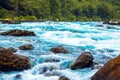 Clear blue mountain river