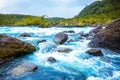 Clear blue mountain river