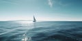 clear blue ocean with a lone sailboat in the distance sym one generative AI