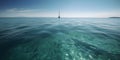 clear blue ocean with a lone sailboat in the distance sym three generative AI