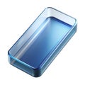 Transparent blue rectangular container with smooth edges for storage or display white background Royalty Free Stock Photo