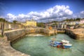 Clear blue sea in the Cornish harbour of Charlestown near St Austell Cornwall England UK in HDR