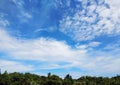 clear blue sky accompanied by beautiful white clouds Royalty Free Stock Photo