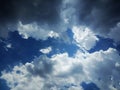 Clear blue sky with black and white cloud. Royalty Free Stock Photo