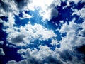 Clear blue sky with black and white cloud. Royalty Free Stock Photo