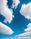 Clear Blue Sky with Fluffy Clouds Wide Angle Perspective Royalty Free Stock Photo