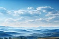 Clear blue sky frames a serene morning view of mountains