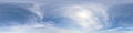 Clear blue sky with halo sun. Seamless hdri panorama 360 degrees angle view with zenith for use in 3d graphics or game development Royalty Free Stock Photo