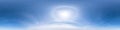 Clear blue sky with halo sun. Seamless hdri panorama 360 degrees angle view with zenith for use in 3d graphics or game development Royalty Free Stock Photo