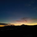 The clear blue sky and mountain view during the sunset