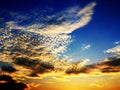 Beautiful sunrise and dramatic clouds on the sky. Royalty Free Stock Photo