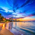 Clear Blue Sky After Rain at Pattaya Beach During Twilight Royalty Free Stock Photo