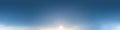 Clear blue sky before sunset with beautiful awesome clouds. Seamless hdri panorama 360 degrees angle view with zenith for use in