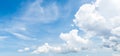 Clear blue sky with white cloud background. Clearing day and Good weather in the morning Royalty Free Stock Photo