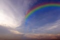 Clear blue sky with white cloud and rainbow Royalty Free Stock Photo