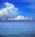 Clear blue sky white cloud and sea water Royalty Free Stock Photo