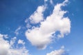 The clear blue sky with white clouds, closeup / Very fine weather with stratocumulus and cumulus clouds on a summer day. Royalty Free Stock Photo