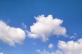 The clear blue sky with white clouds, closeup / Very fine weather with stratocumulus and cumulus clouds on a summer day. Royalty Free Stock Photo