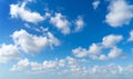 Clear blue sky with white fluffy clouds. Nature background Royalty Free Stock Photo