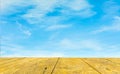 clear blue sky and wood floor, background Royalty Free Stock Photo