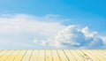 clear blue sky and wood floor, background Royalty Free Stock Photo