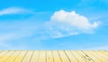 clear blue sky and wood floor, background. Royalty Free Stock Photo