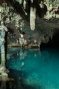 A clear blue underground lake popular with swimmers in Gua Rangko Rangko Cave near Labuan Bajo, Flores, Indonesia Royalty Free Stock Photo