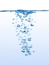 Clear blue water bubbles Royalty Free Stock Photo