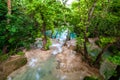Clear, blue water flow in tropical forest Royalty Free Stock Photo
