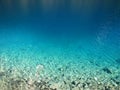 Clear blue water in the lake of Jiuzhaigou national park Sichuan province China Royalty Free Stock Photo