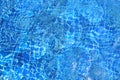 Clear blue water in pool with blue tiles on a sunny daybackground Royalty Free Stock Photo